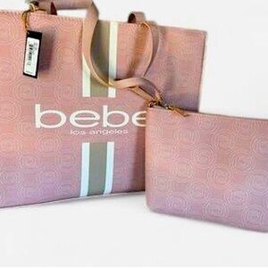 Bebe Blush Pink Tote and Pouch Set